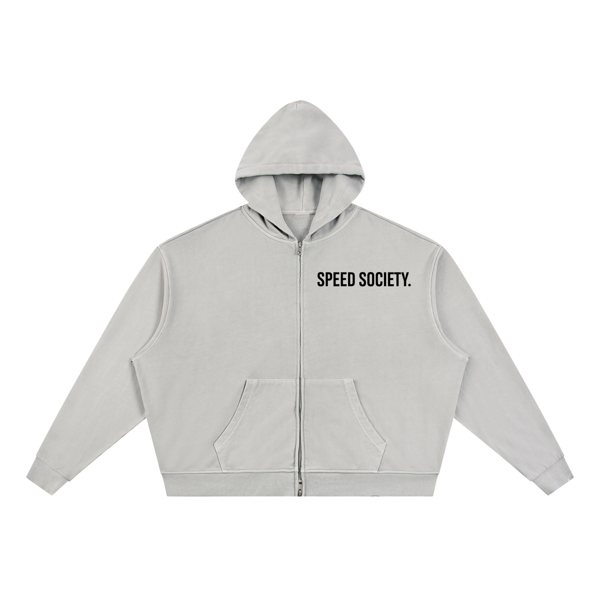 SPEED SOCIETY ((Unisex Vintage Wash Full Zip Boxy Hoodie)