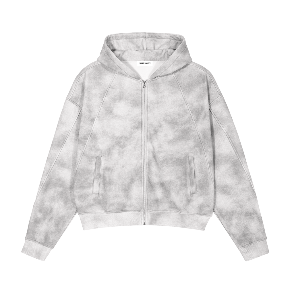 SPEED SOCIETY LOGO (Dirty Washed Zip-Up Fleece Hoodie)