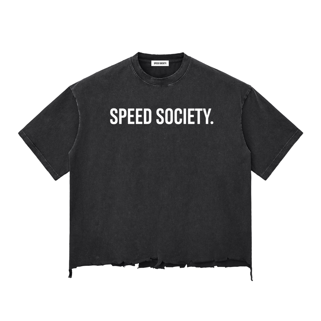 I DRIFT METAL (Snow Wash Raw-Hem Boxy T-shirt)