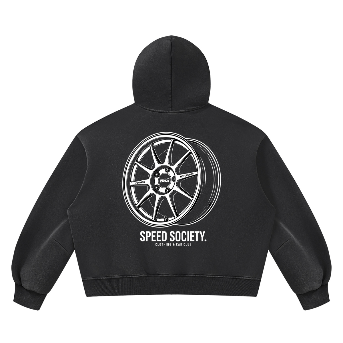 wheel Unisex Vintage Wash Boxy Fleece Hoodie