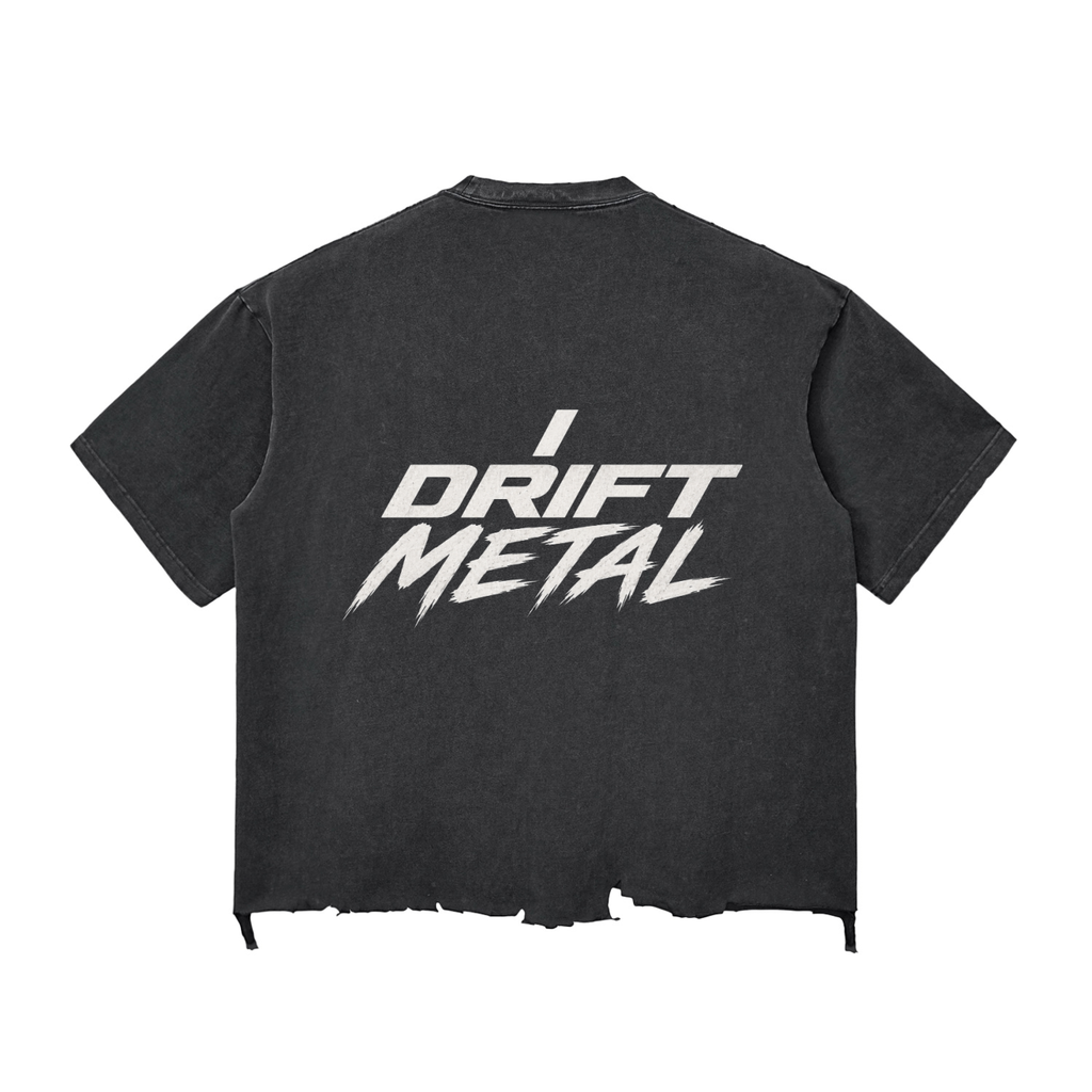I DRIFT METAL (Snow Wash Raw-Hem Boxy T-shirt)